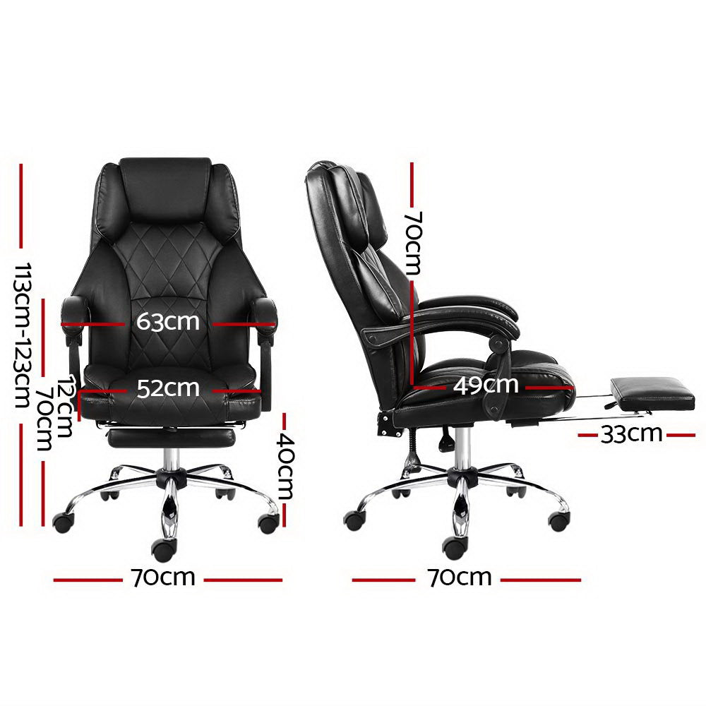 Artiss Executive Office Chair Leather Footrest Black