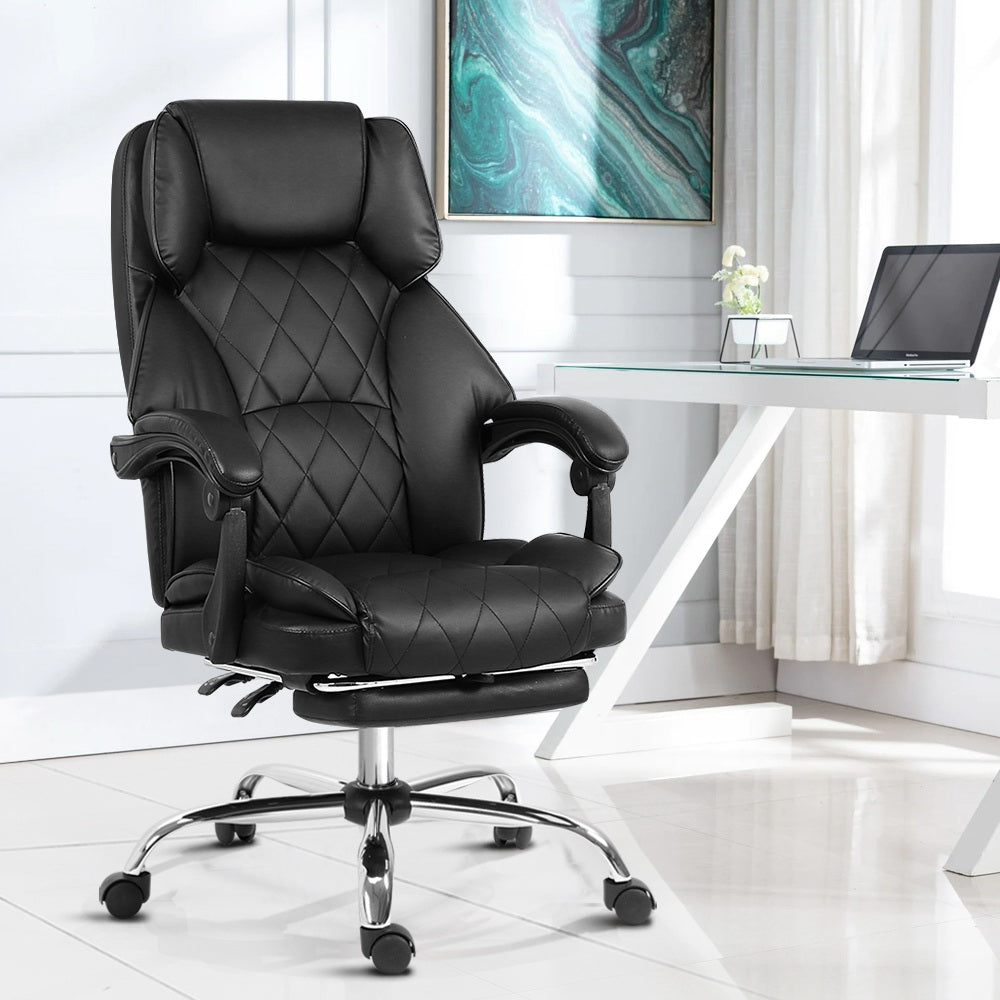 Artiss Executive Office Chair Leather Footrest Black