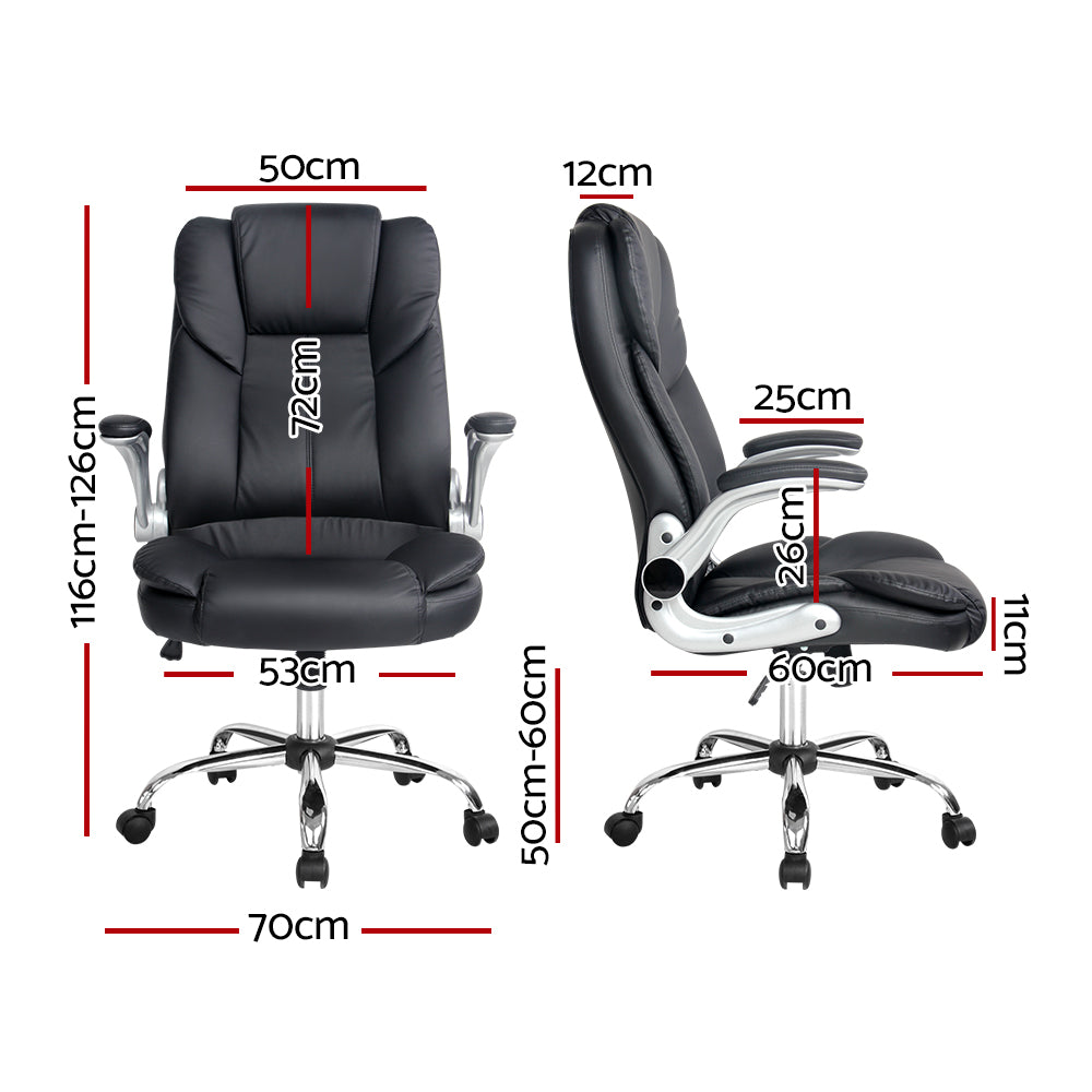 Artiss Executive Office Chair Leather Tilt Black