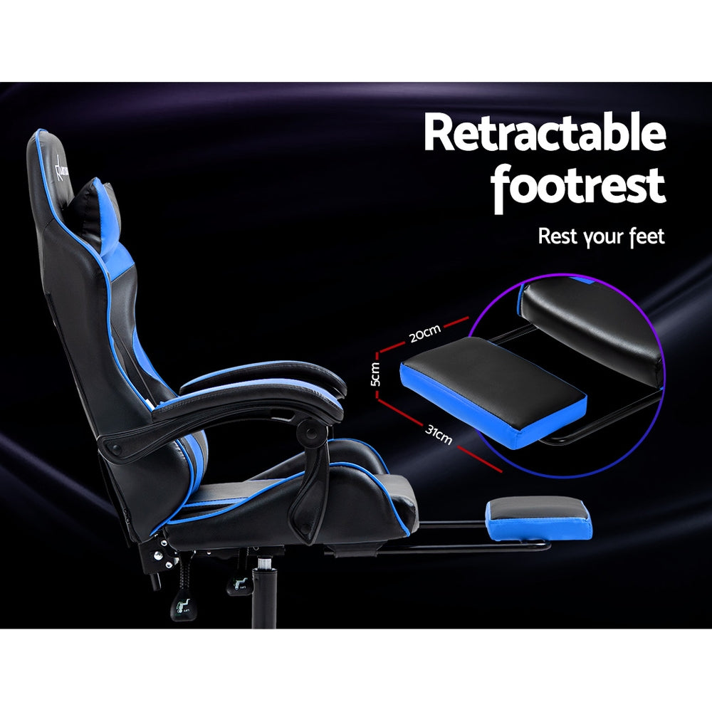 Artiss Gaming Office Chair Recliner Footrest Blue