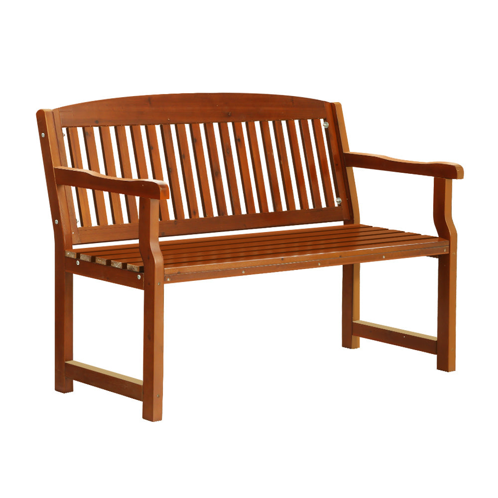 Gardeon Outdoor Garden Bench Wooden 2 Seater Lounge Chair Patio Furniture Brown