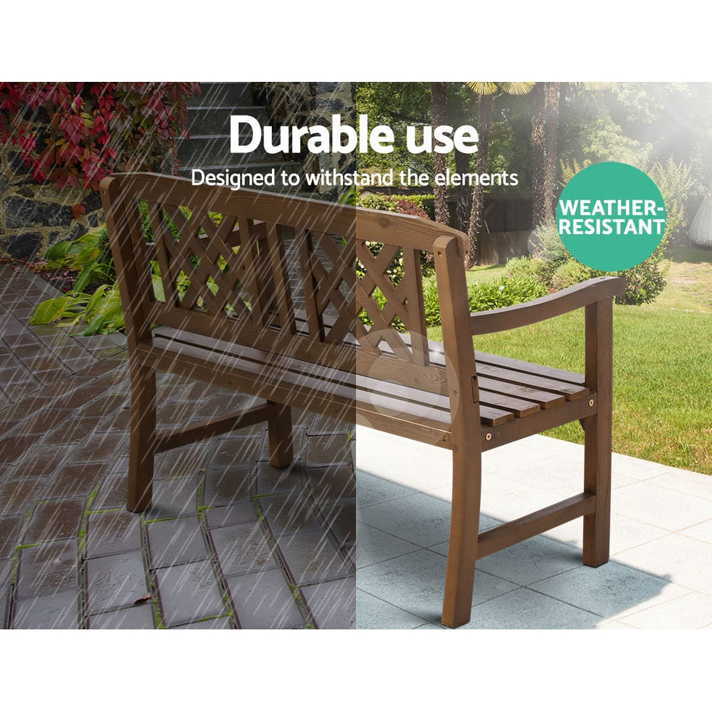 Gardeon Outdoor Garden Bench Wooden Chair 2 Seat Patio Furniture Lounge Natural
