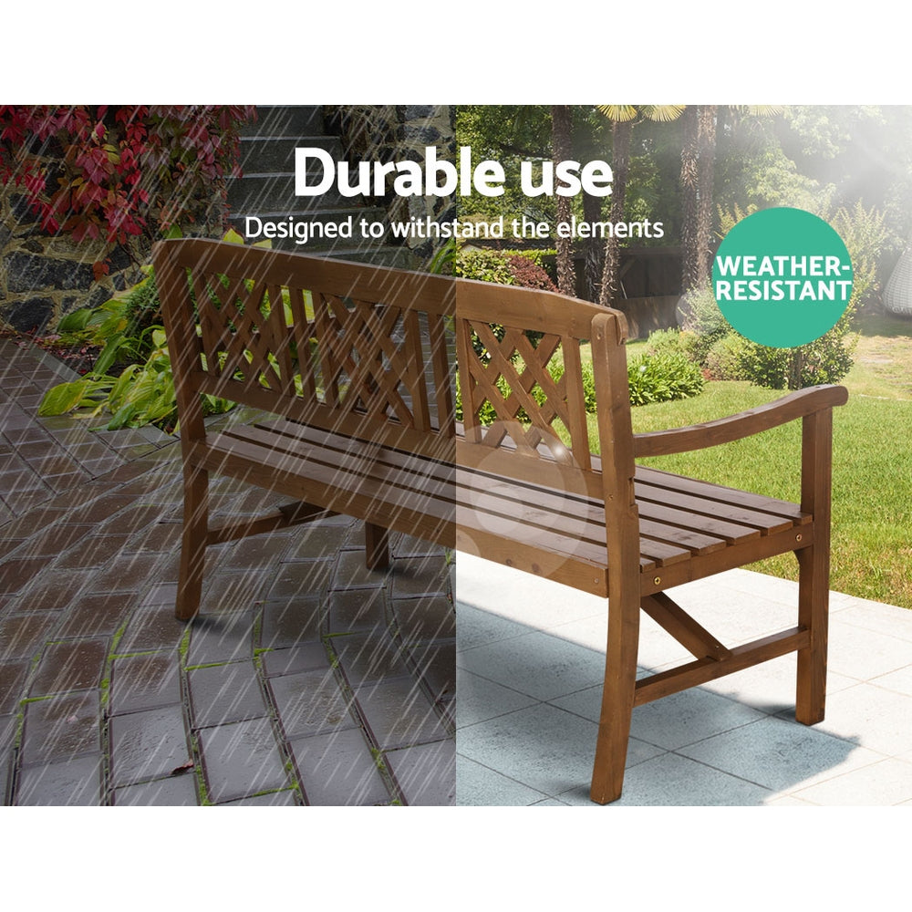 Gardeon Outdoor Garden Bench Wooden Chair 3 Seat Patio Furniture Lounge Natural