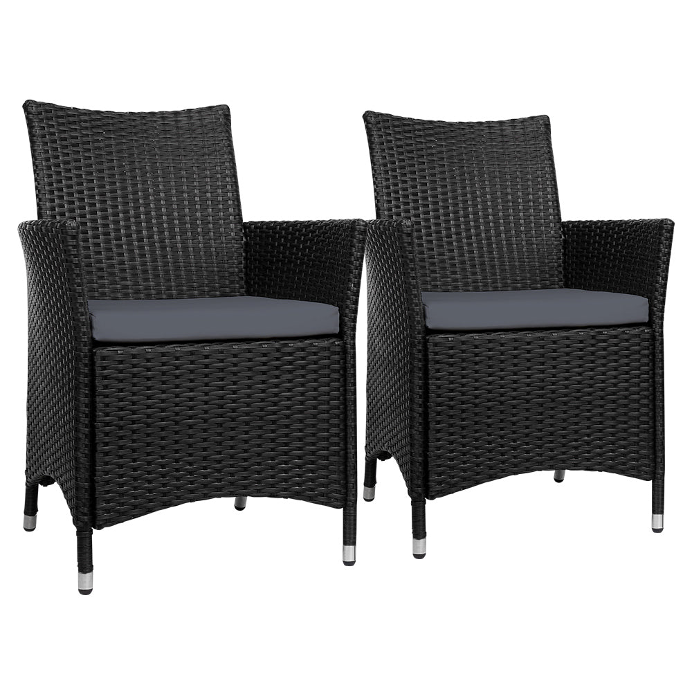 Gardeon 2PC Outdoor Dining Chairs Patio Furniture Wicker Garden Cushion Idris