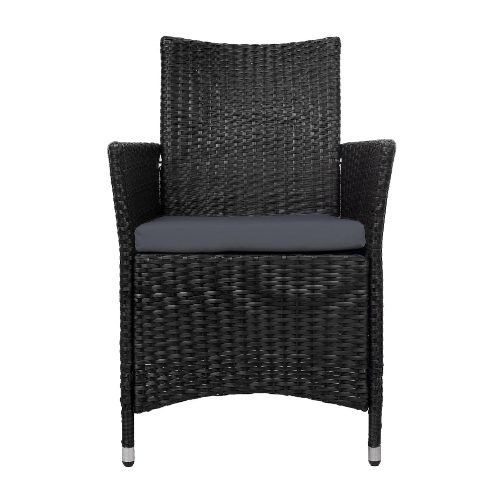 Gardeon 2PC Outdoor Dining Chairs Patio Furniture Wicker Garden Cushion Idris