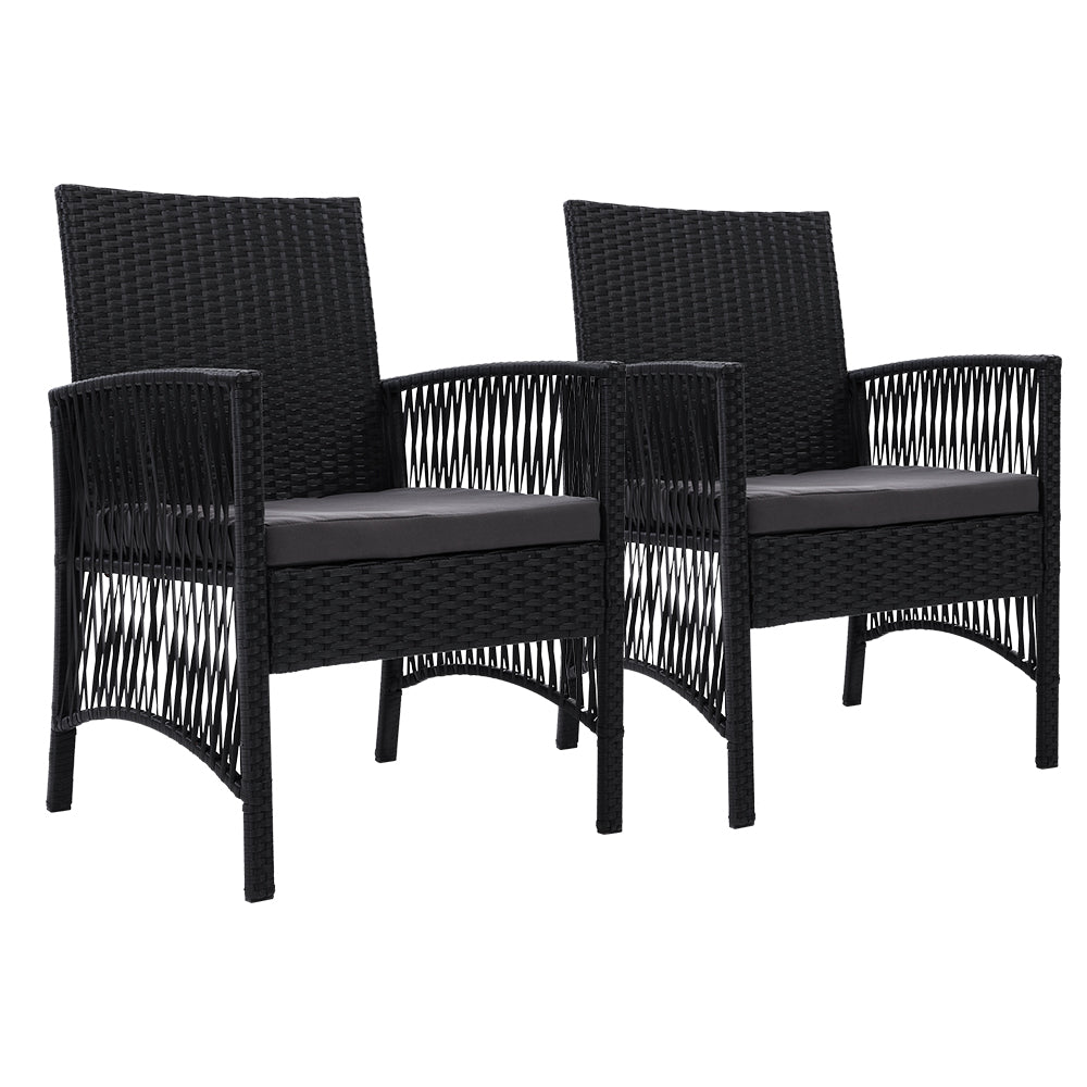 Gardeon 2PC Outdoor Dining Chairs Patio Furniture Wicker Garden Cushion Lyra