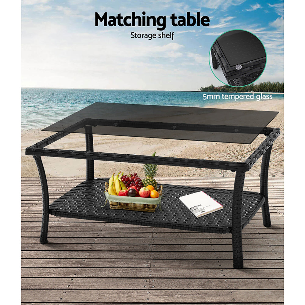 Gardeon 4PCS Outdoor Lounge Setting Sofa Set Patio Wicker Furniture Black