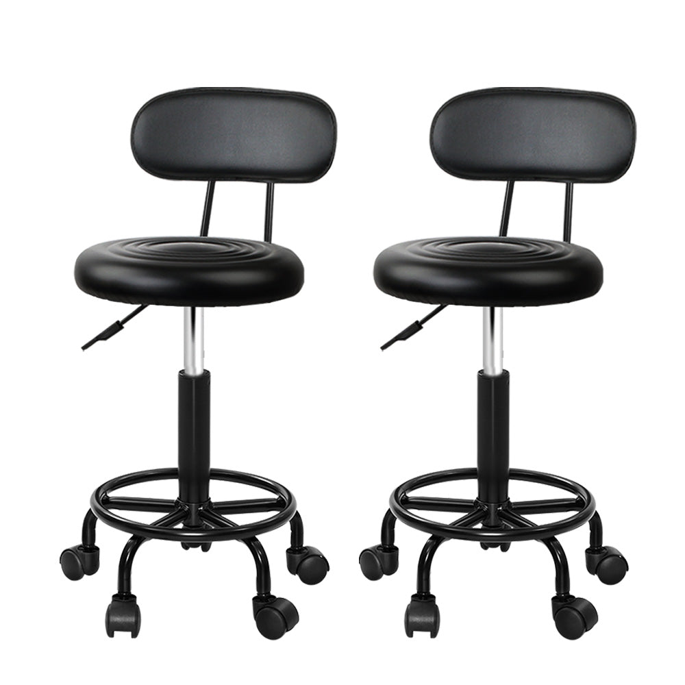 Artiss 2X Salon Stool Swivel Backrest Chair Barber Hairdressing Hydraulic Lift