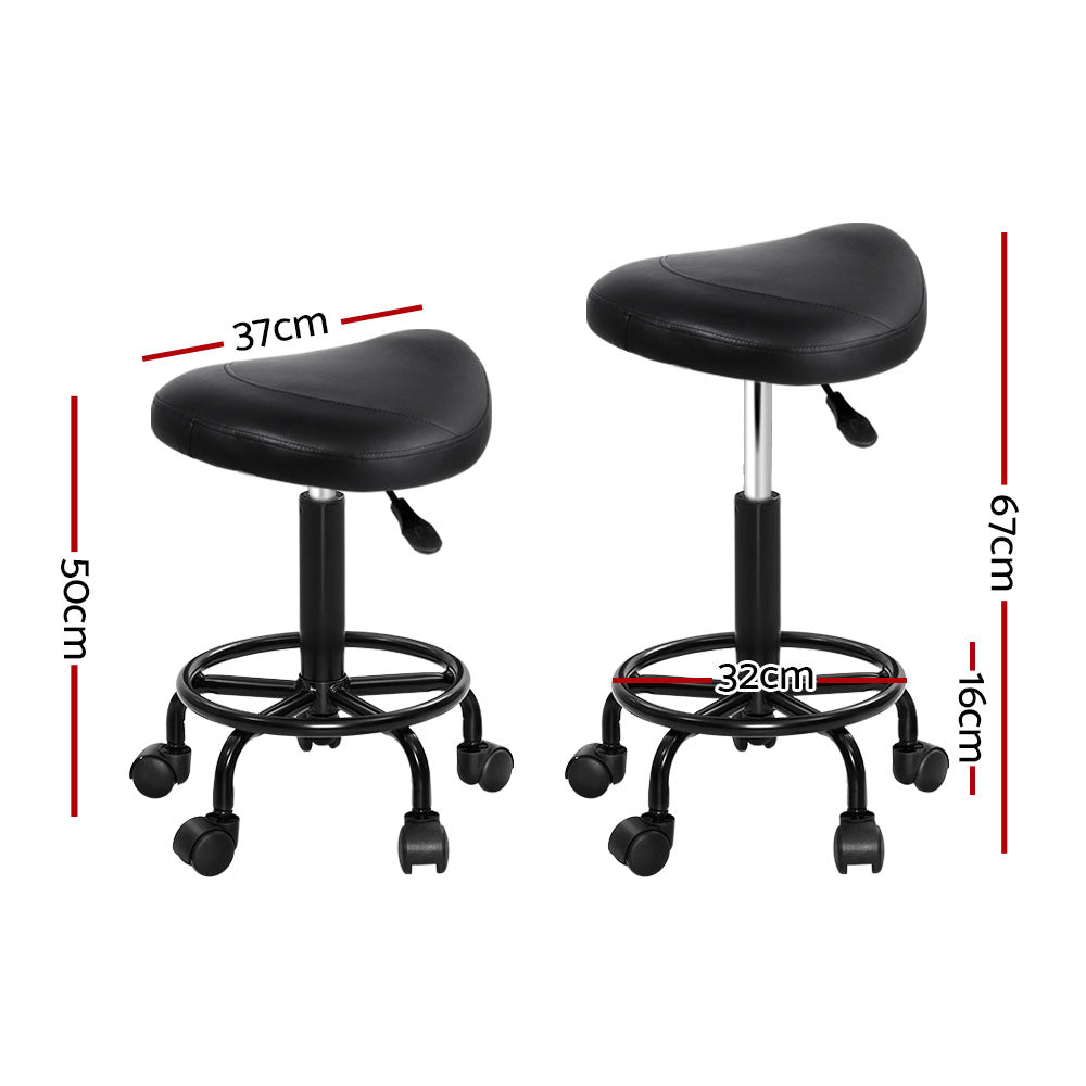 Artiss 2X Saddle Salon Stool Swivel Barber Chairs Bar Stools Hydraulic Lift PU