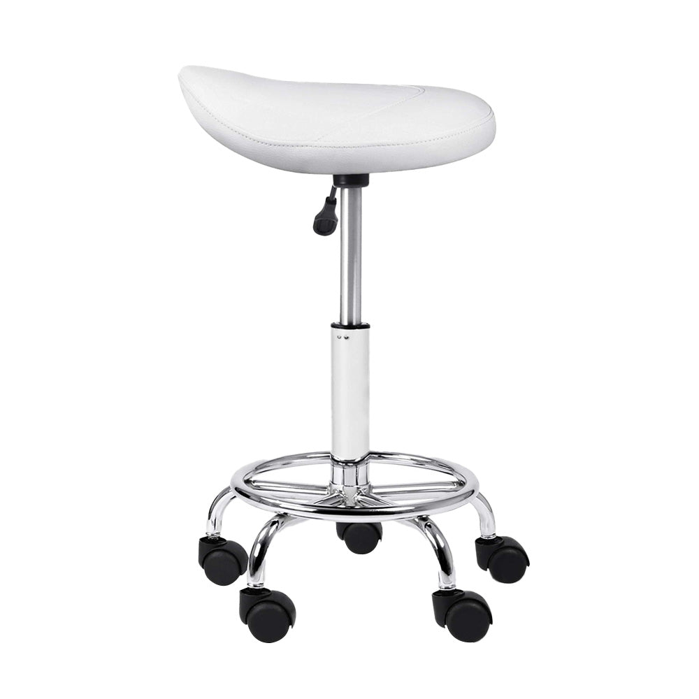 Artiss 2X Saddle Salon Stool Swivel Barber Hair Dress Chair Hydraulic Lift White