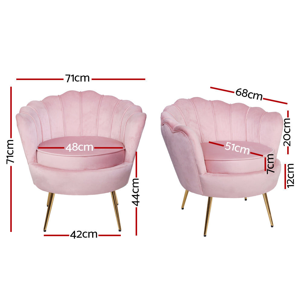 Artiss Armchair Velvet Pink Callista