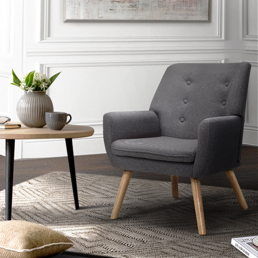 Artiss Fabric Dining Armchair - Grey