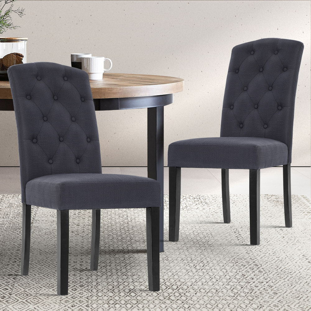 Artiss Dining Chairs Grey Fabric Set of 2 Dansk