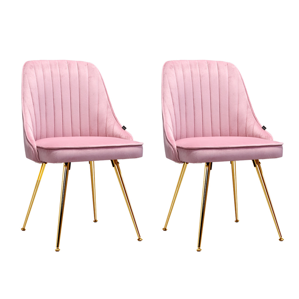 Artiss Dining Chairs Velvet Pink Set of 2 Nappa