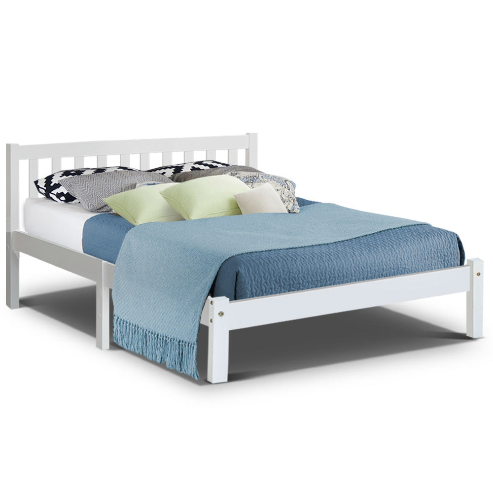 Artiss Bed Frame Queen Size Wooden White SOFIE